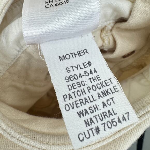 MOTHER Superior‎ Overalls The Patch Pocket Overall Ankle Women's Size XS Cream - Picture 11 of 12
